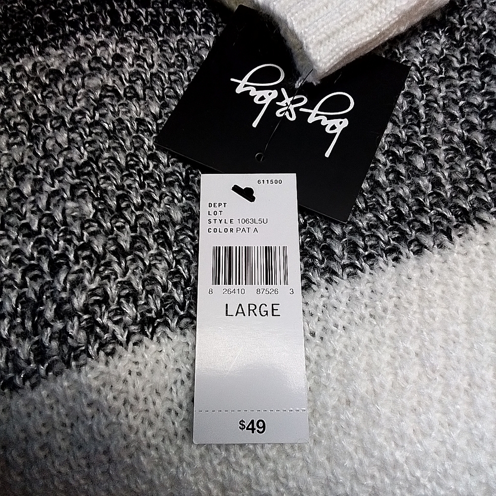 by & by black gray white cozy knit sweater with cowl collar ne - Picture 7 of 10